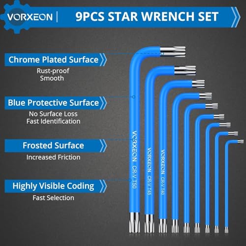 VORXEON Star Wrench Key Set T10-T50 - Image 4
