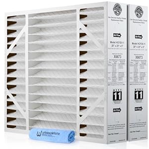 Lennox X6673 20x25x5 Air Filter MERV 11 HVAC AC Furnace Filters, Lennox Healthy Climate Filter for Home with Cleaning Cloth, 2-Pack (Actual Size: 19.75 x 24.75 x 4.38 Inches)