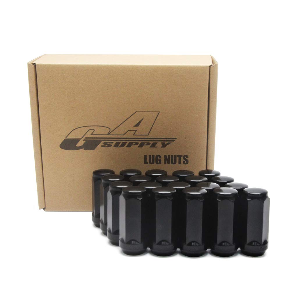 GAsupply 20pcs Black Lug Nuts - 1/2-20 Long Closed End Bulge Acorn Lug Nuts Cone Seat - 1.9" Tall 3/4" Hex