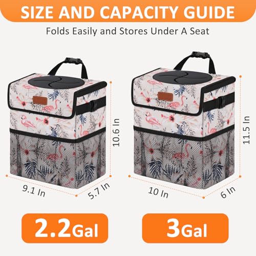Image of Vankor Cute Car Trash Can for Car, Car Accessories for Women Interior Car Can Trash Bag Hanging Automotive Car Garbage Cans Pink Flamingos