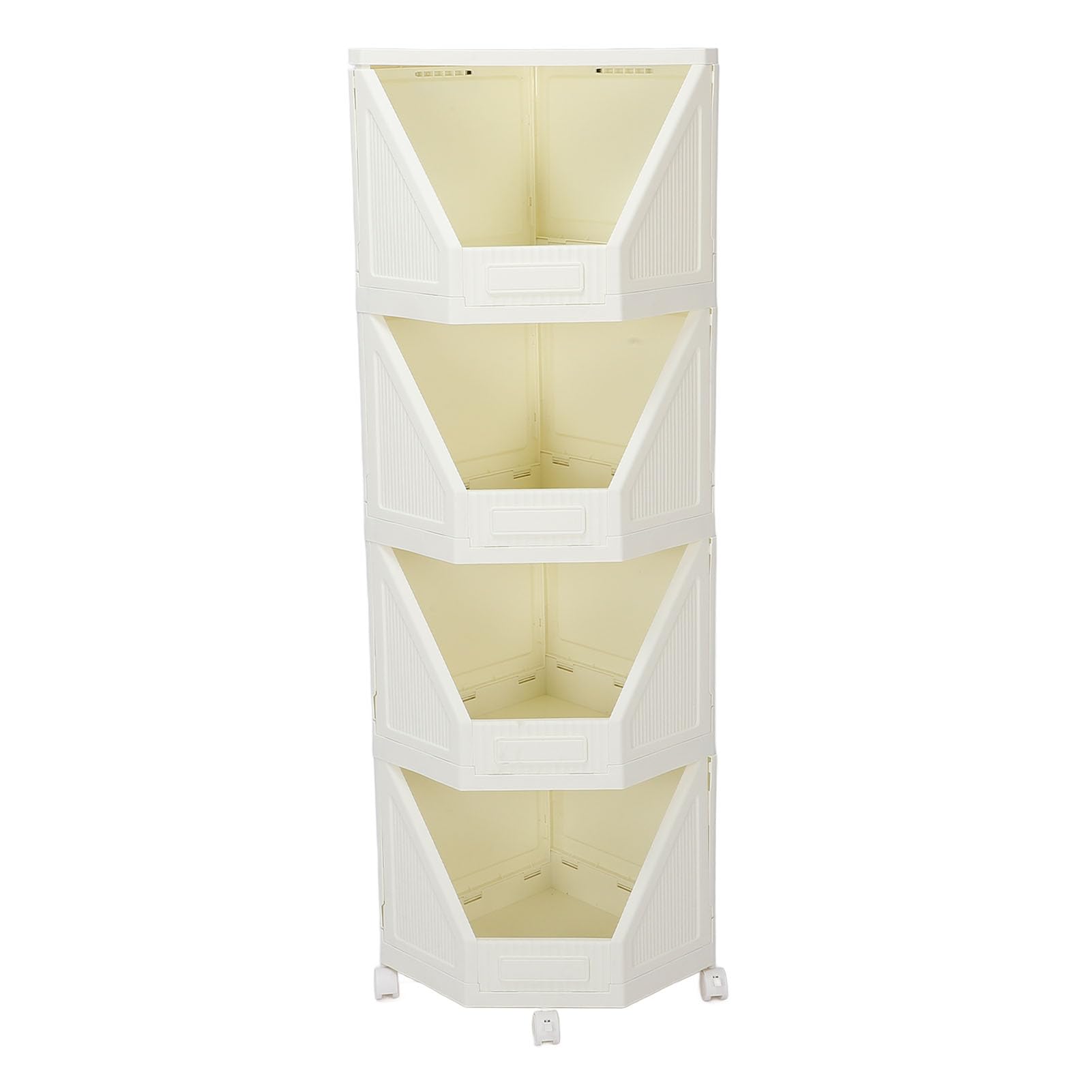 Fockety Corner Storage Cabinet, Corner Cabinet Cabinet Corner Shelf with 4 Movable Wheels, Stand Corner Shelf for Small Space Bathroom Kitchen Living Room Home Office (4 Layers)