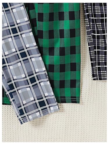 SweatyRocks Boy's 3 Pack Plaid Pants Wide Leg Elastic High Waisted Long Trousers4