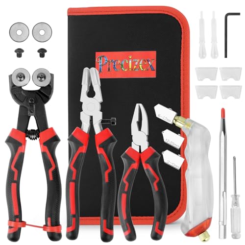 Reviews de Herramientas para cortar vidrio al mejor precio. 42 Herramientas de vidrio manchado, kit de herramientas de corte de vidrio, cortador de vidrio de 2 a 20 mm, pinzas de azulejos de 8 pulgadas, alicates de vidrio con mordazas curvadas...
