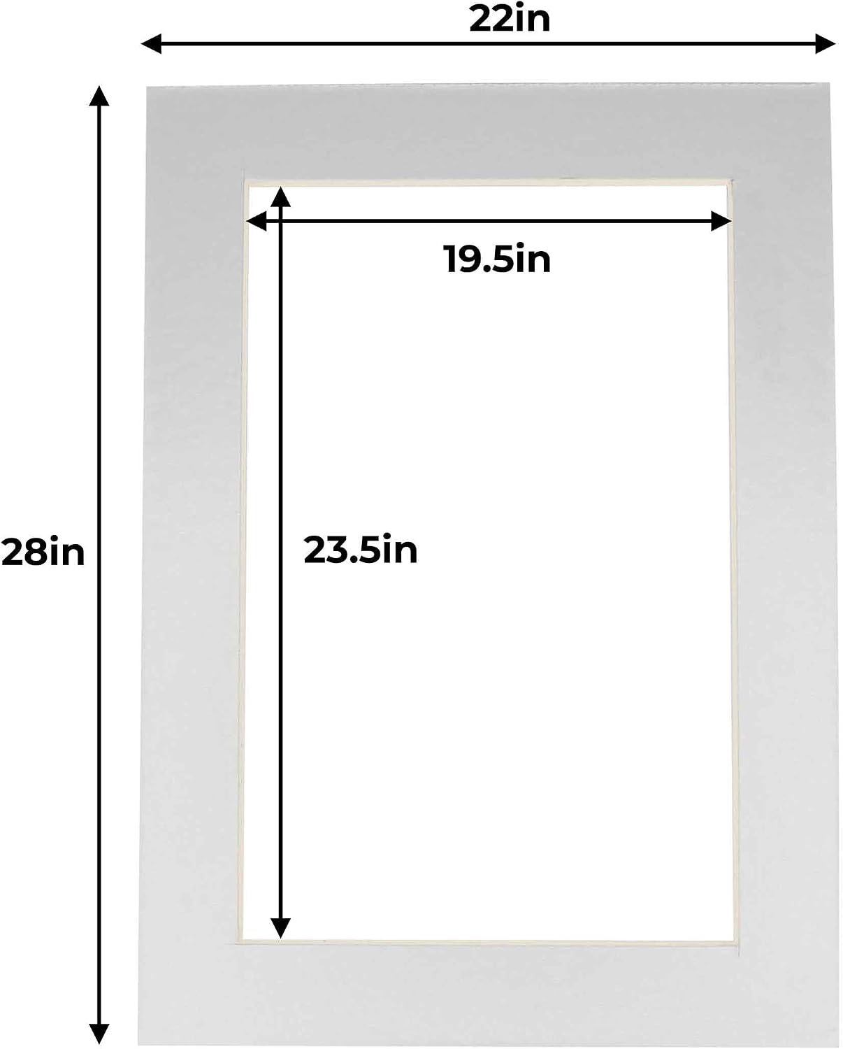 20x24 Mat for 22x28 Frame - Precut Mat Board Acid-Free Metallic Silver 20x24 Photo Matte For a 22x28 Picture Frame, Premium Matboard for Family Photos, Show Kits, Art, Picture Framing, Pack of 1 Mat