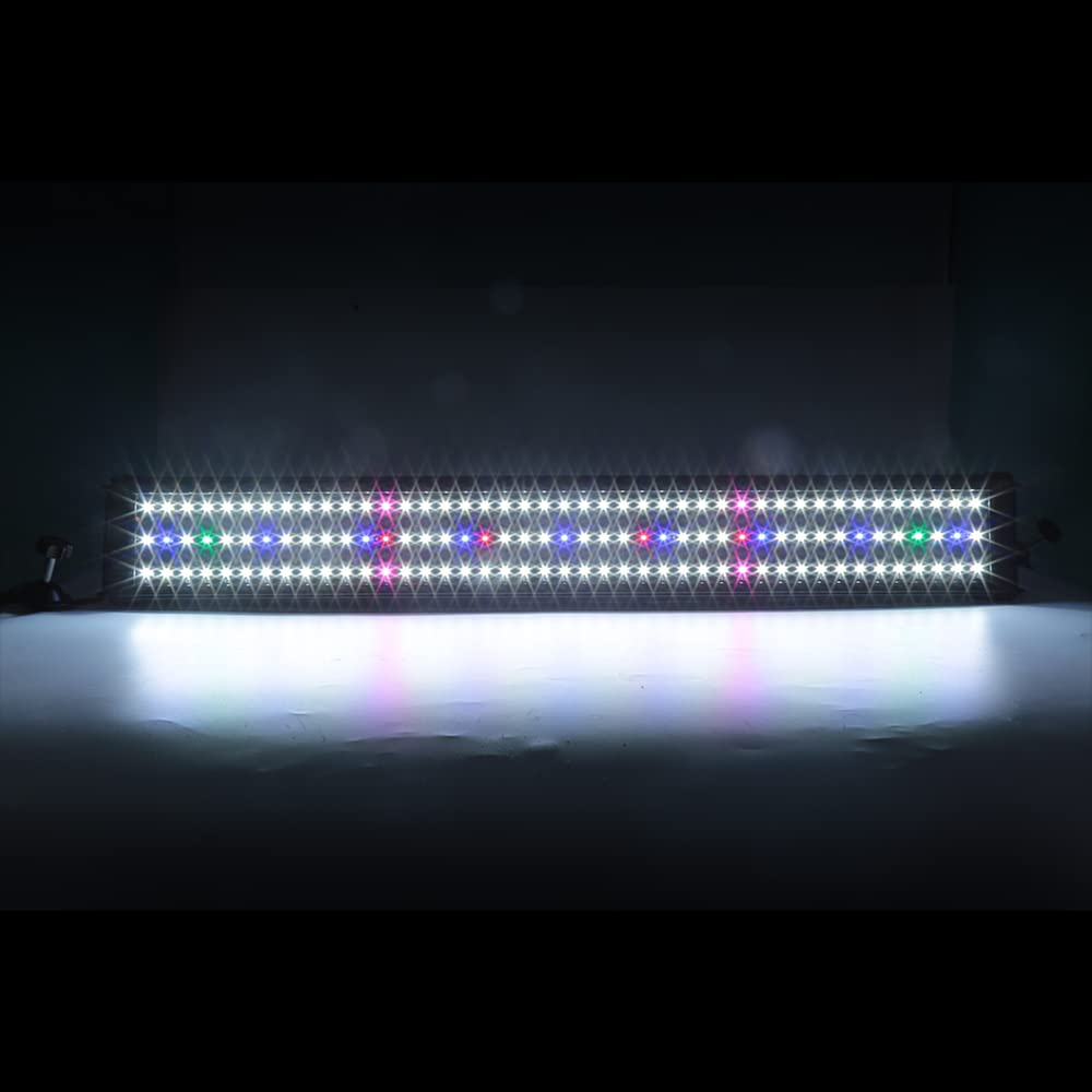 LANTUS Illuminazione LED Acquario con Timer, Bianco + RGB Luce Acquario Impermeabile IP44, Lampada Acquario per Acqua Dolce, Lumen per 90-110cm Acquario [Classe di efficienza energetica A+++]