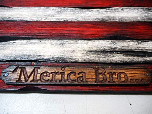 Wooden American Flag Wall Decor Sign, Handmade Of Thirteen Pieces Of Aged Wood, Usa Flag Rustic Wall Art, Living Room Office Bar Man Cave Decoration, Optional Personalized Engraving #TOP7