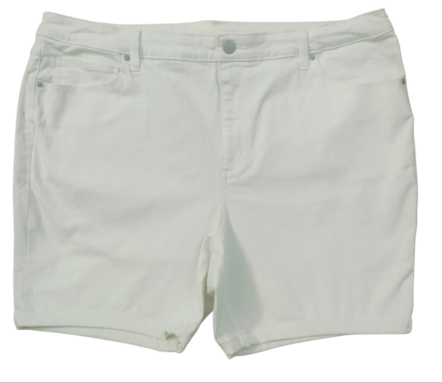 happening Plus Size Women Regular FIT Stretch Denim Shorts(Bermuda) with Folded Bottom - MID Rise - Solid White Color - Waist Size (3XL) 38" to (9XL) 50" inches-picture-29