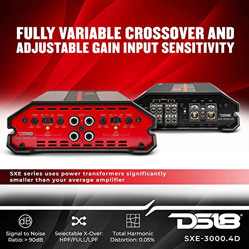 image for DS18 SXE-3000.4D/BK Car Amplifier Stereo Full-Range Class D 4-Channel 