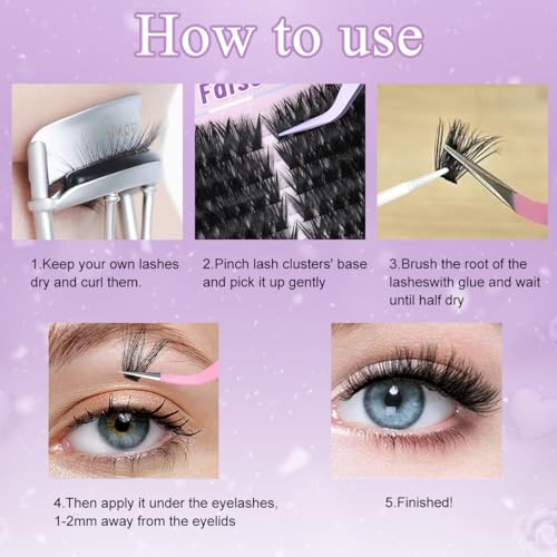 Image of MAYCREATE 252PCS Manga Lash Clusters With Spikes Wispy Cluster Eyelash Extensions Fluffy Anime Eyelashes Clusters Reusable Faux Mink Fairy Individual DIY Lash Extension