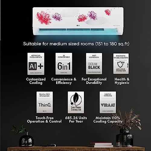 Image of LG 1.5 Ton 5 Star AI DUAL Inverter Split AC (Copper, AI Convertible 6-in-1 Cooling, 4 Way Swing, HD Filter with Anti-Virus Protection, RS-Q19ENZE, White)