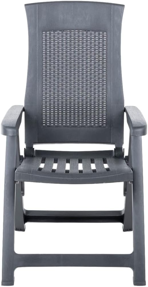 Patio Reclining Chairs 2 pcs,Bistro Chairs,Lounge Chairs,Lawn Chairs,Camping Chair,Beach Chairs,Poolside Chairs,Indoor Chair,Reclining Backrest,for Lawn,Garden,Backyard,Poolside,Plastic Anthracite