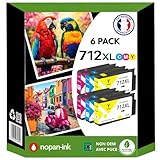 Pack 6 cartouches compatibles 712 3ED67A 3ED68A 3ED69A, Cyan Magenta Jaune, capacité 29ml par cartouche (2C-2M-2Y)