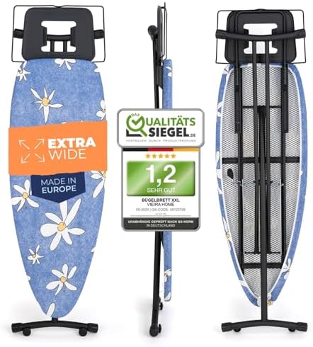 Bügelbrett für dampfbügelstation Ironing Board Groß XXL schwarz bügeltisch Bügelbretter - 130x47 cm - Made in E.U