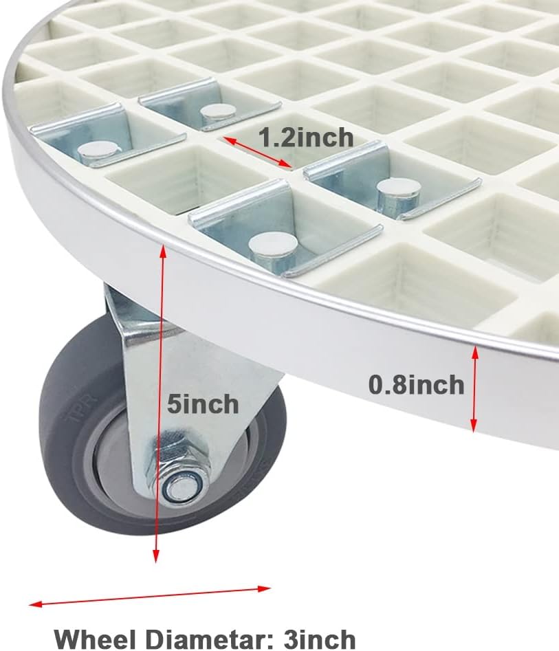 26inch Heavy Duty Plant Caddy 1600lb Capacity for Moving Large Potted Plants, Lattice Plant Stand Dolly W/Lockable Caster Wheels Outdoor Indoor, Round (Color : White)