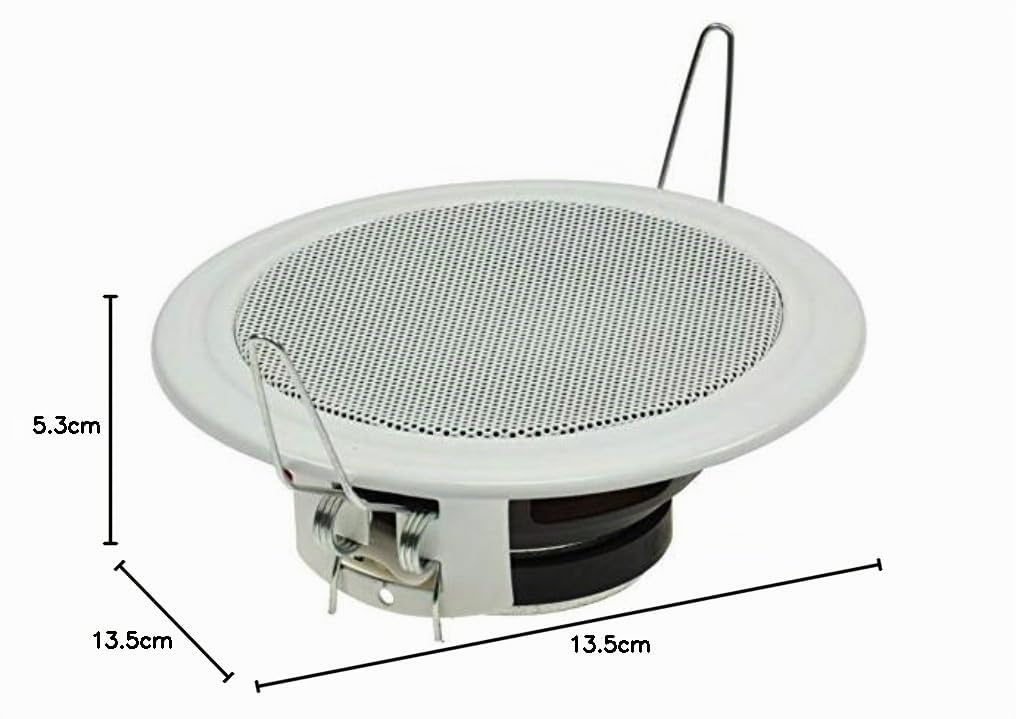 2X Einbaulautsprecher Decke Weiß Ø135mm – 60 Watt, Metallgitter & Halteklammern – Einfache Montage für Schlafzimmer, Badezimmer, Heimkino & Innenräume – Deckenlautsprecher Wand