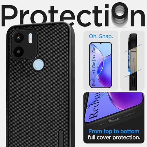 Image of Jkobi Back Cover Case for Xiaomi Redmi A1 Plus | A2 Plus (Textured Grip Design | Camera Protection | Slim and Light Weight | Soft Touch and Feel | Black)