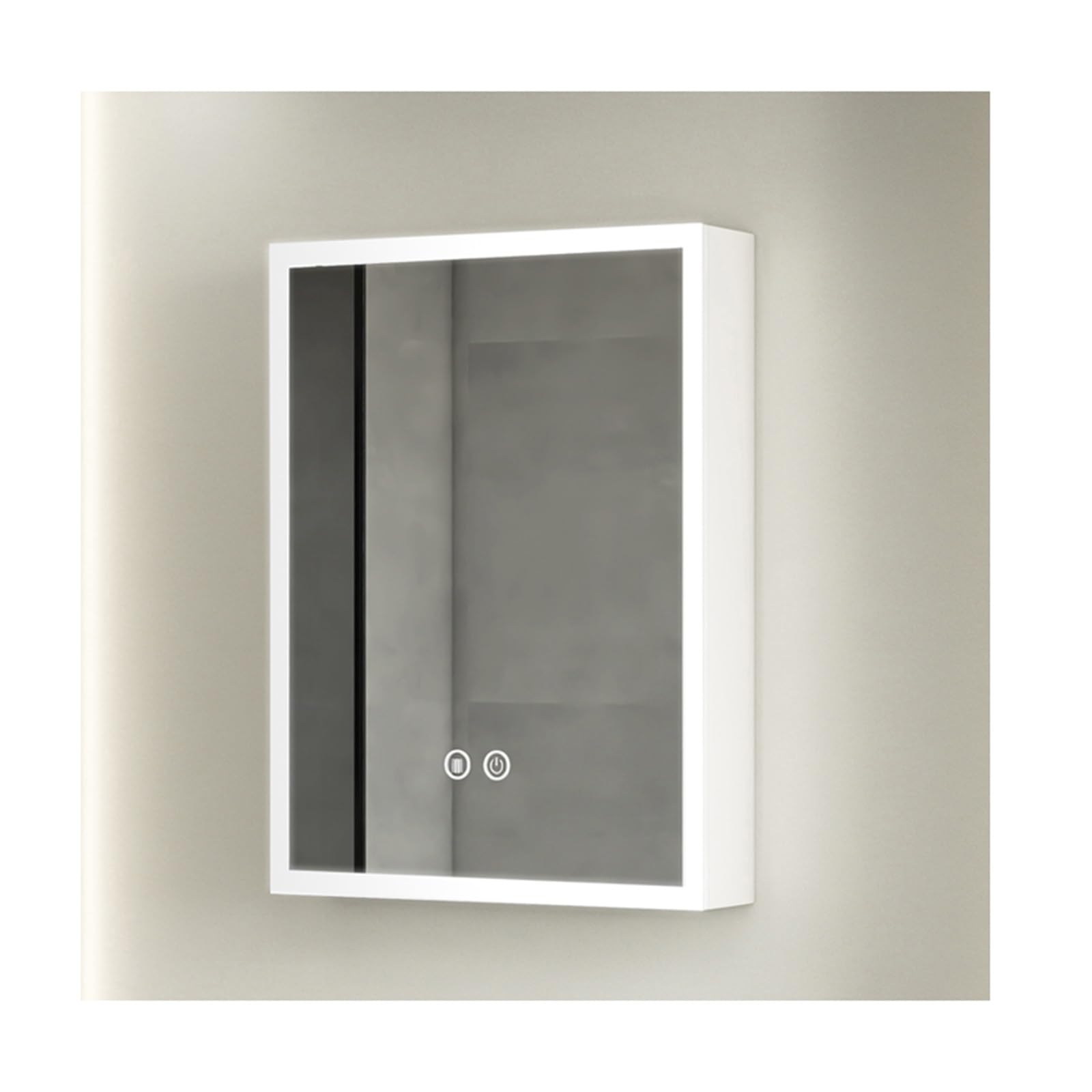 FGXHHS LED Bathroom Medicine Cabinet with Mirror, Wall-Mounted Storage Shelf, Defogger & Dimmable Light, Easy Install, White, 48cm/19in - Modern Elegance for Your Space