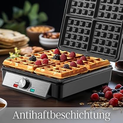 XXL 4er Waffeleisen | 1200 Watt | Waffelautomat | Paninigrill | Waffeltoaster | Waffle Maker | Elektrogrill | XXL Wafflemaker | Waffel Eisen | Waffelmacher – Bild 6