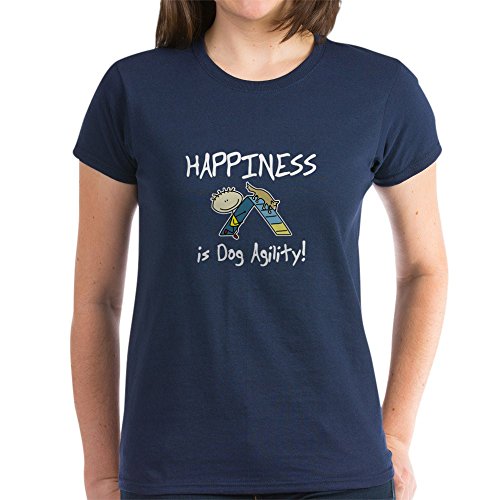 CafePress Happy Agility Dog Women's Dark T Shirt Womens Cotton T-Shirt Navy