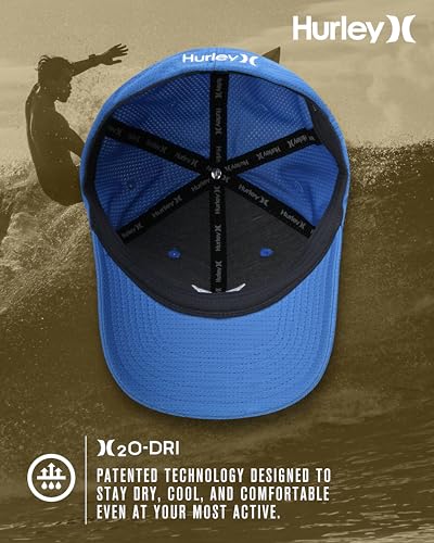 Image of Hurley Men's Baseball Cap - Lightweight Curved Bill H2O Dri Fitted Caps for Men