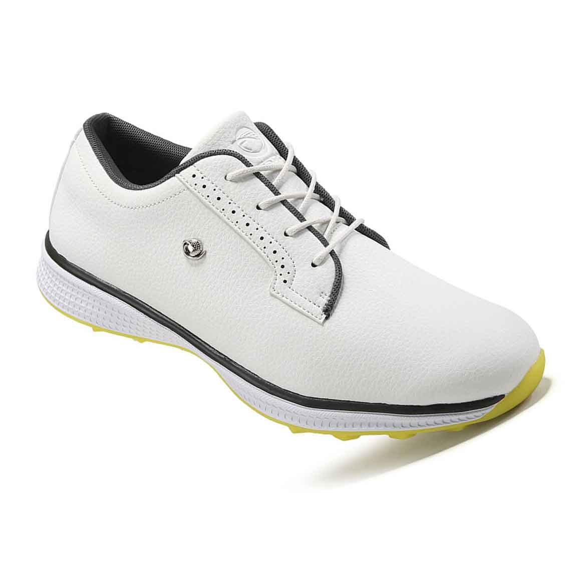VEACAM Men Sipkeless Golf Shoes Comfortable Outdoor Leather Casual Walking Sport Sneakers for Male Golfers,Yellow,11