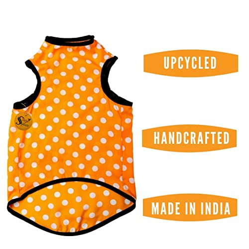 Image of Sage Square Crazy Printed Dog T-Shirt, Trending Dog T-Shirt, Ultra Soft & Light Weight, Comfortable & Breathable Dog Apparel, Trendy Outfit (XXLarge - 28 inch) (Polka Orange)
