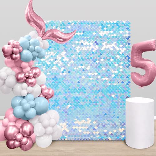 Image of Rainbow Shimmer Wall Backdrop Baby Shower Backdrop 6ftx4ft Sparkly Backdrop for Birthday Wedding Engagement Mermaid Wall Disco Backdrop Decoration