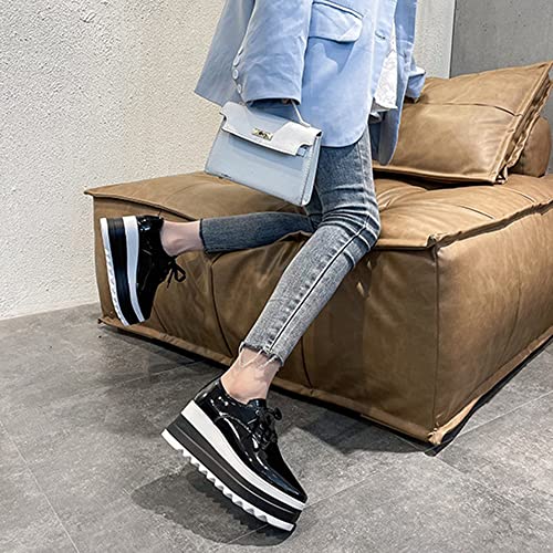 VALINK Women's Platform Low Heels Flat Lace Up Oxfords Pumps Wedge Vintage Round Toe Dress Shoes Pu Sneakers for Daily Office Woman Foot Wear Size 35-433