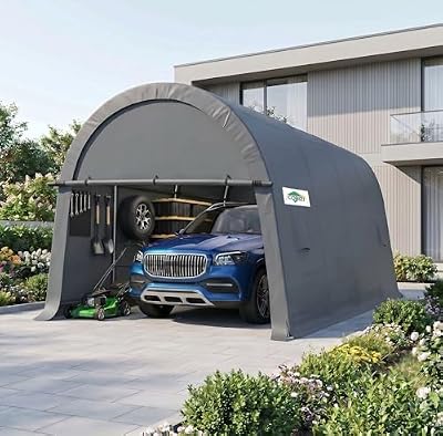 COBIZI Carport Canopy 12x20 Heavy Duty Portable Garage, All-Season Portable Car Ports & Outdoor Storage Shed, Galvanized Frame Vehicle Shelter with Removable Doors and Vents, Gray