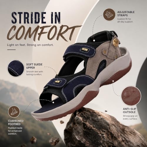 Image of Centrino Sandals for Men |Comfortable Sandals with Grip Insole & Quality|Flat Casual Sandals With Adjustable Velcro Closure For Easy Wear With Flexible Fitting And Trendy | Stylish Men's Casual Sandal With Unique Sole Design for Office & Travel (3263)