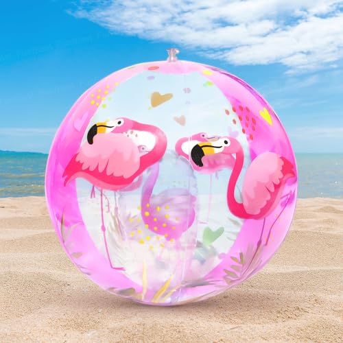 Image of FunBlast Inflatable Balls for Kids - Colorful Beach Balls for Pool, Summer Water Play Toys for Kids, Lightweight Inflatable Pool Balls for Outdoor & Indoor Fun, Swimming Pool Toys (Flamingo)