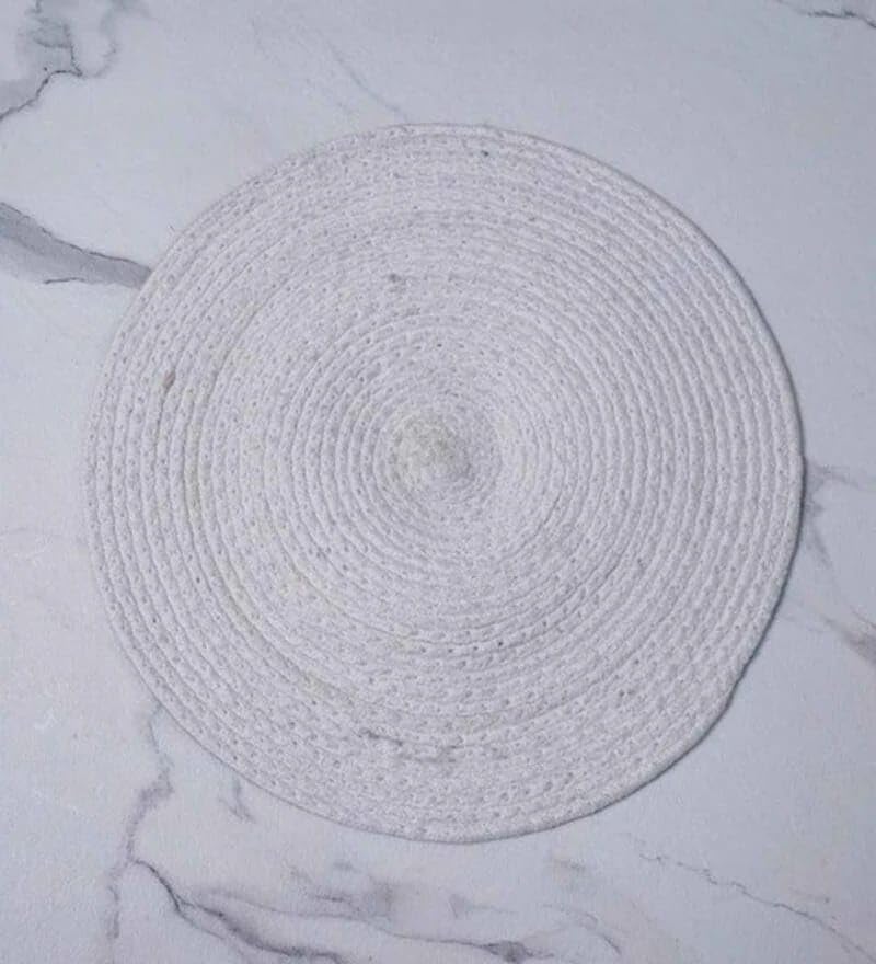 Image of Jute Cotton Round Table Mats Set of 4 - Dining Table mat 4 Pieces Floral Printed Waterproof, Elegant and Durable for Dining Table (Set of 4)