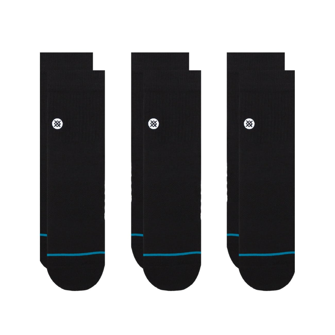 StanceIcon Quarter Socks 3-Pack, Black, Small