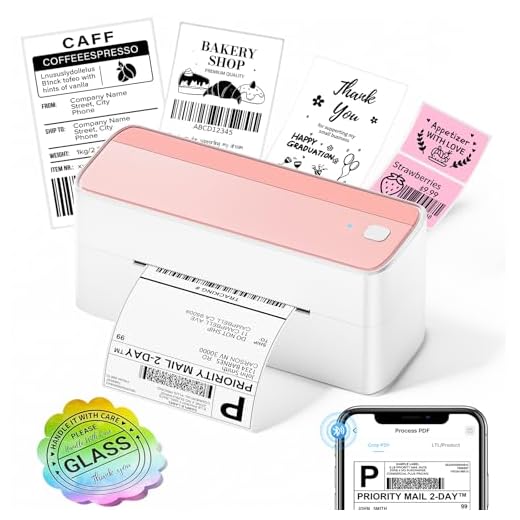 Bluetooth Thermal Label Printer 4X6 - Wireless Shipping Label Printer for Small Business & Packages - Pink Thermal Label Printer Shipping Label Makers, Compatible with iPhone, USPS, Etsy, Amazon