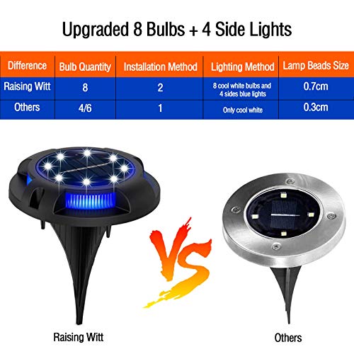 Solar-Ground-Lights-Outdoor-8-Packs-LED-Disk-Lights-Solar-Powered-Waterproof-In-ground-Lights-For-Garden-Deck-Stair-Step-Lawn-Patio-Driveway-Walkway-Pathway-Yard-decoration-White-Blue Solar Ground Lights Outdoor 8 Packs LED Disk Lights Solar Powered Waterproof In ground Lights For Garden Deck Stair Step Lawn Patio Driveway Walkway Pathway Yard decoration White Blue