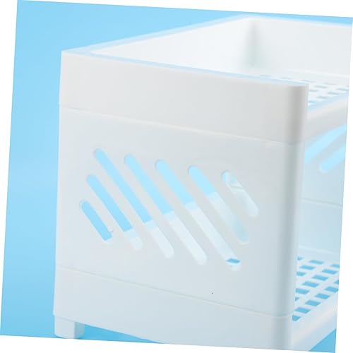 Miniatura 2 de TEHAUX Estantes de almacenamiento plegables de 2 niveles, bandeja de escritorio, bandeja de almacenamiento de escritorio para oficina, bandeja