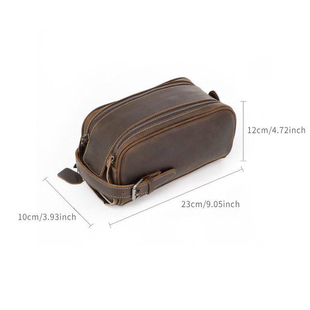 Kulturbeutel aus Leder for Herren – Reise-Dopp-Set und Hygiene-Organizer, perfekte Kultur-Reisetasche for Herren(Brown)