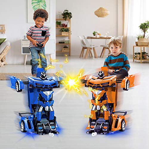Amenon Remote Control Transform Car Robot Toy For Boys Kids Teens Toys With Lights Rc Car 2.4Ghz 1:18 Rechargeable 360°Rotating Race Car Toys Gifts For Kids Girls Party Favors (Blue) #TOP3