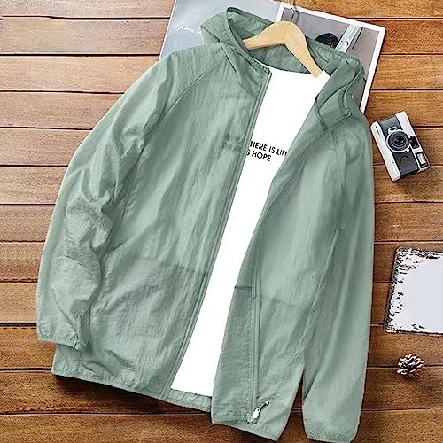 Image of Tnfeeon Men's X-Large Long Sleeve Windbreaker Jacket - Lightweight Sunproof Fishing Coat for Summer Outdoor Activities