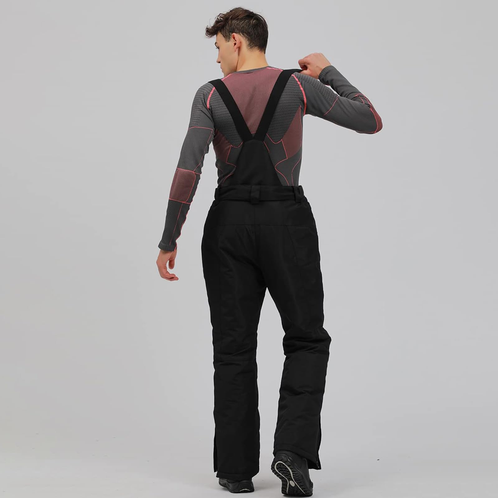 ALSOGO Pantalons de Ski pour Hommes Imperméables et Coupe - Vent Pantalons de Neige Pantalons Extérieurs Bretelles Amovibles Bavoir de Snowboard