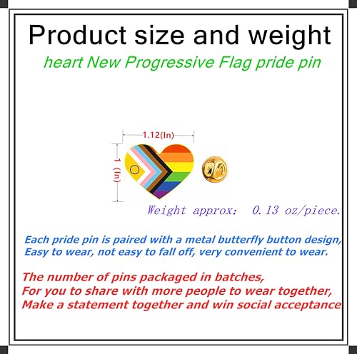 Image of 25 /50 /100 /200 pieces heart new Progress Pride Pins LGBTQ Inclusive Progressive rainbow pride flag Lapel Pin for Clothes backpack hat Decoration Souvenir gift badge bulk