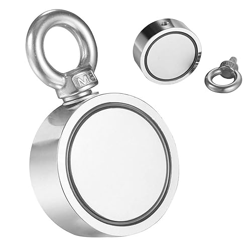 Miniatura 3 de Imán de pesca de neodimio súper fuerte, imán de neodimio de tierras raras de doble cara, 450 libras (449.7 lbs), fuerza de tracción combinada para