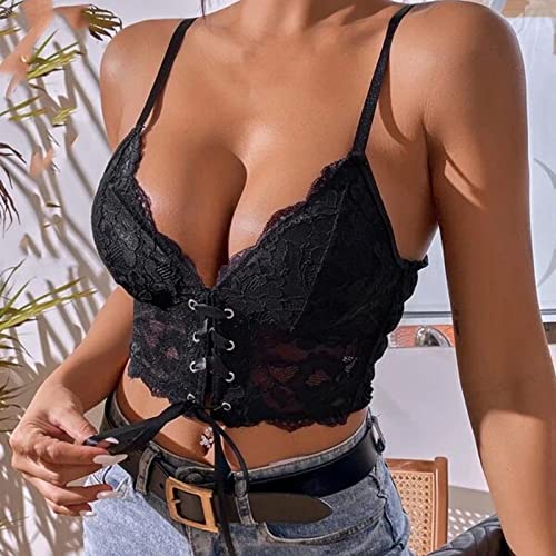 Bustier noir en dentelle col en V idéal pour vos soirées chic