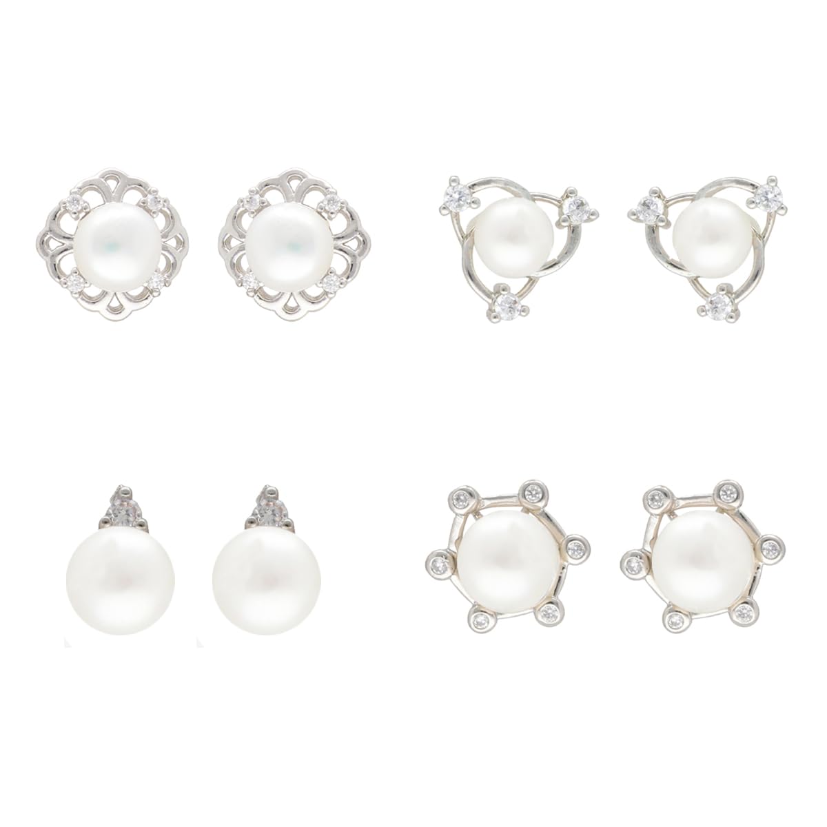 Sri Jagdamba Pearls Dealer Work Wear Combo Of 4 Pair Stud Earrings Fashion Jewellery for Women (B0CHS7Z13H) Amazon Price History, Amazon Price Tracker