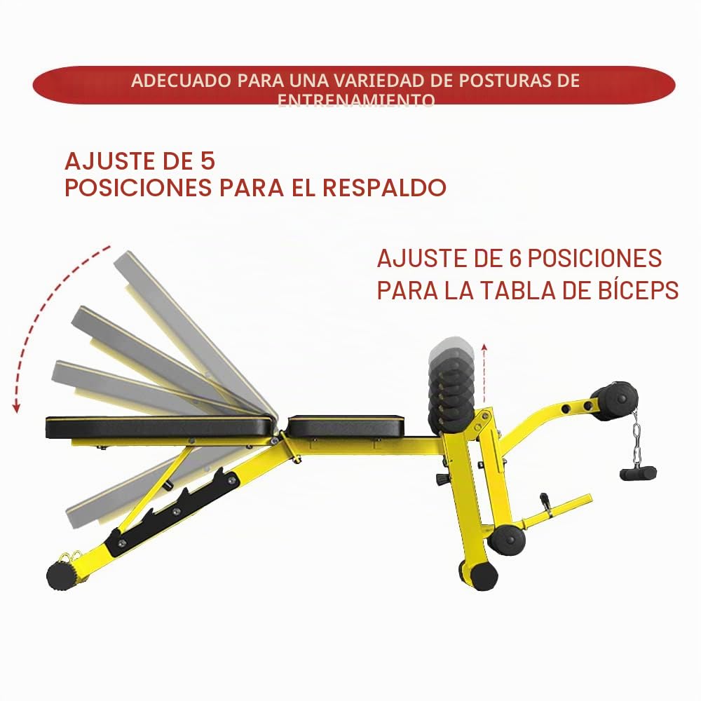 Banco de pesas multifuncional, banco de entrenamiento de fuerza ajustable para gimnasio en casa, equipo de entrenamiento de cuerpo completo