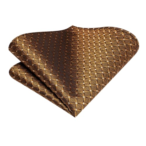 Image of Hi-Tie Men Silk Ties Set with Flower Lapel Pin Necktie Pocket Square Cufflinks for Tuxedo Wedding Business