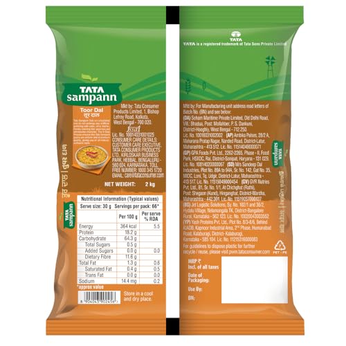 Image of Tata Sampann unpolished Toor Dal 2 Kg