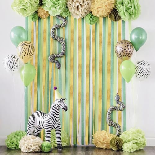 Image of Sage Green Crepe Paper Streamers 8 Rolls 656 ft Crepe Paper Decorations for Birthday Party, Baby Shower, Wedding, Bridal Shower, Bachelorette
