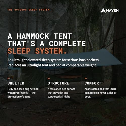 Image of Haven Tents Lay Flat Hammock Tent - Waterproof Camping Hammock with Mosquito Net, Insulated Pad and Rainfly - Haven Tent, Haven XL, Haven Safari