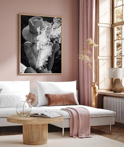 Poster Master Woman in Hat - Smoking Cigarette Print - Cigar Art - Bar Cart - Black and White Photography - Girly Bedroom or Living Room Wall Decor - 8x10 UNFRAMED - Image 6